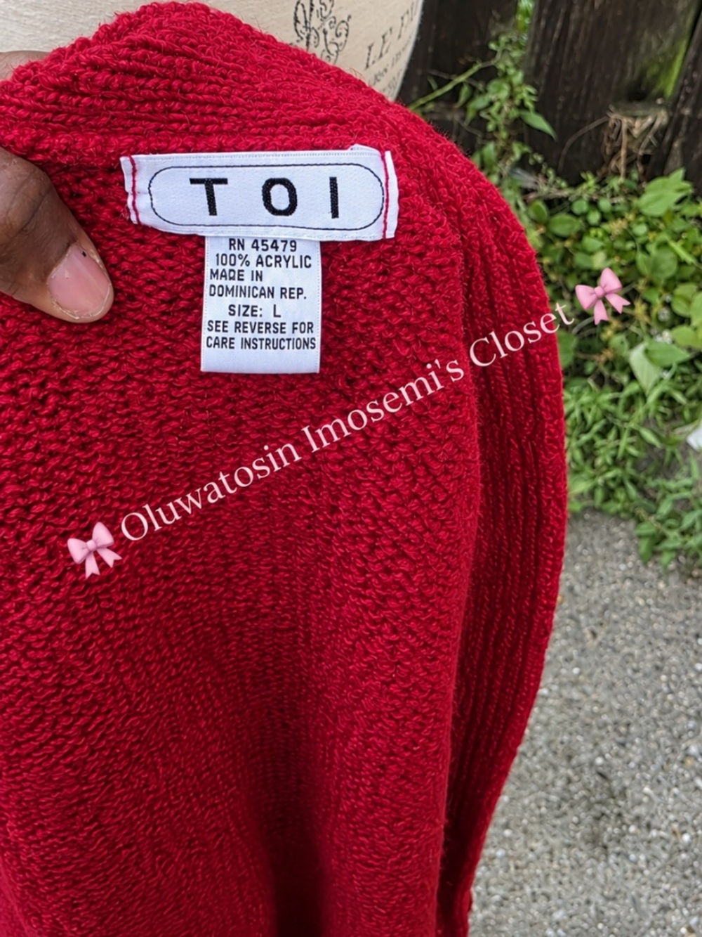 Red Textured Cardigan - Picture 4 of 5